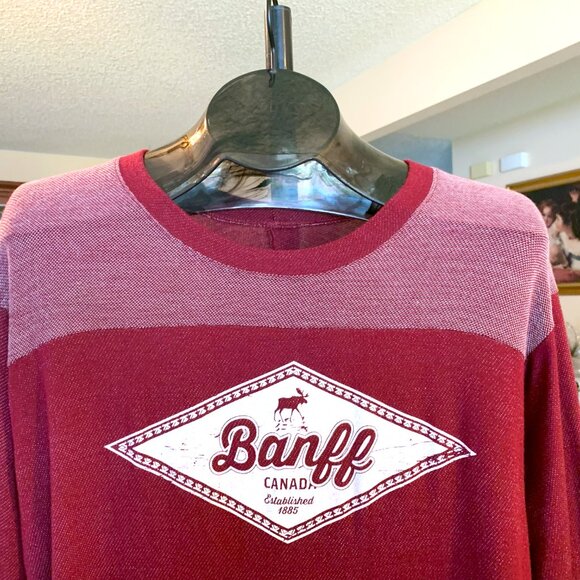Blue 84 'Banff Canada' Maroon 3/4 Sleeve Pullover Top size Large - Picture 4 of 5